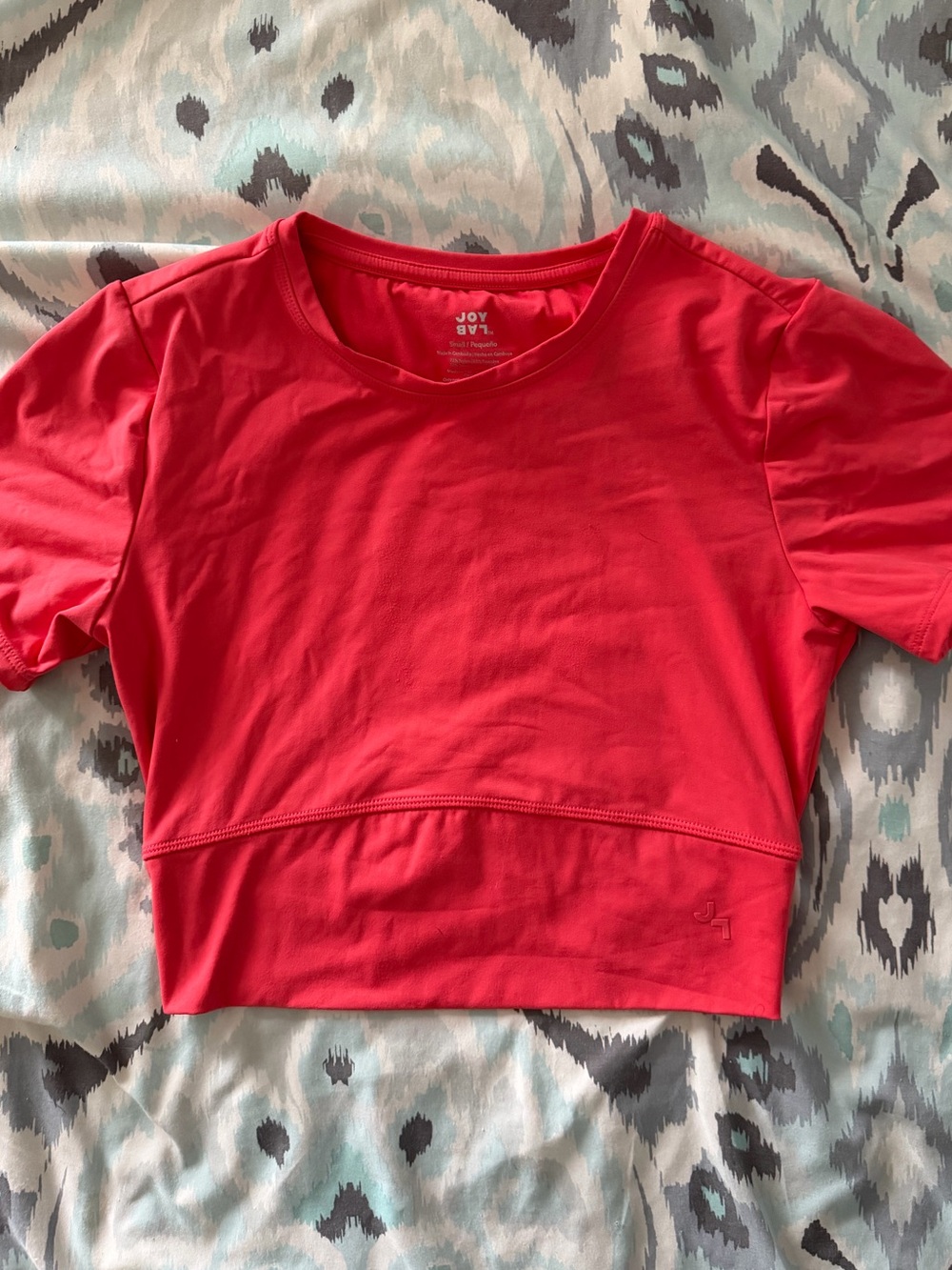 JoyLab Coral-Red Short Sleeve Cropped Tee